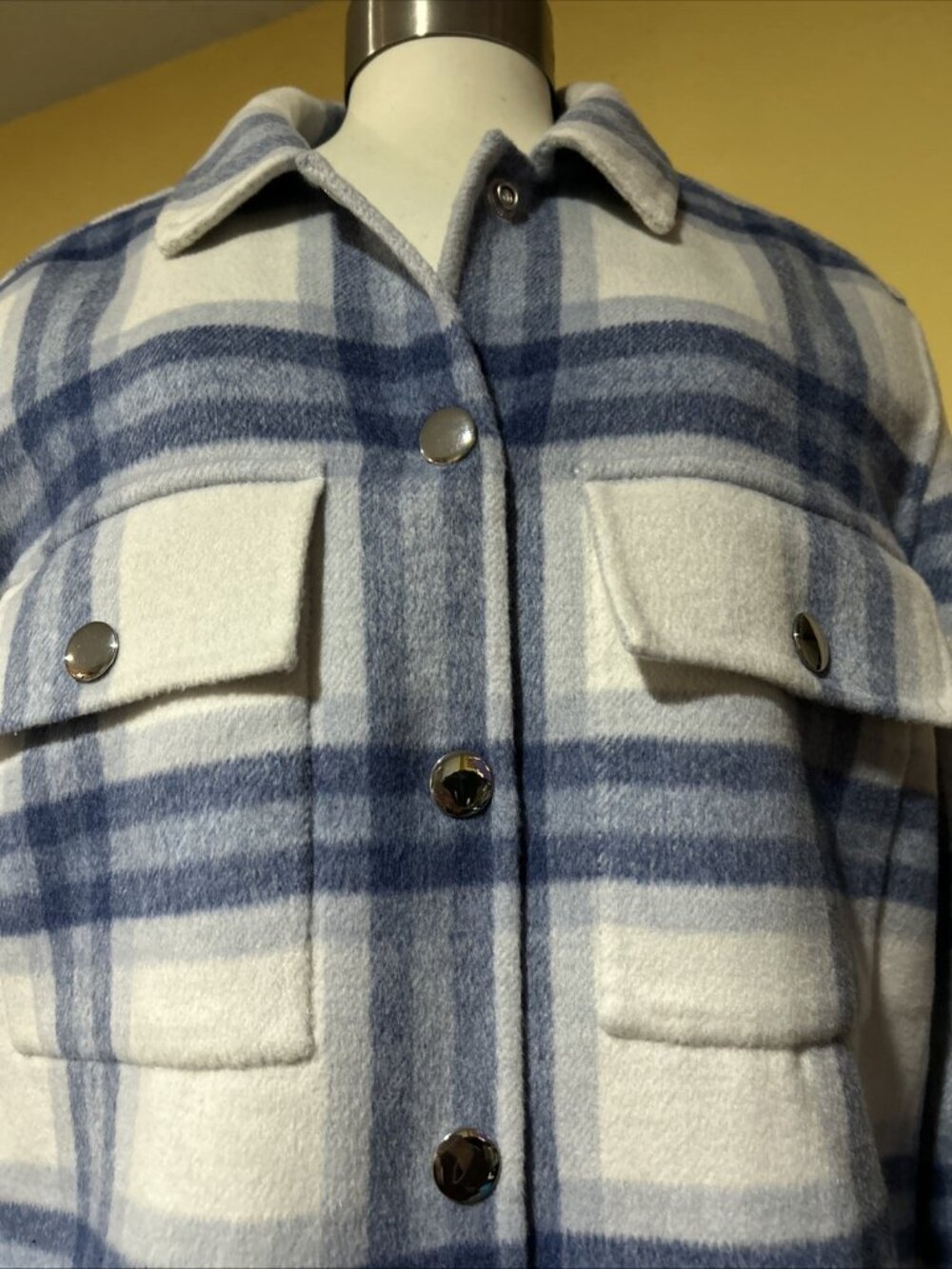 Rails Steffi Jacket Ivory Bay medium Wool Blend Plaid Cropped Shacket Boxy - Picture 12 of 16